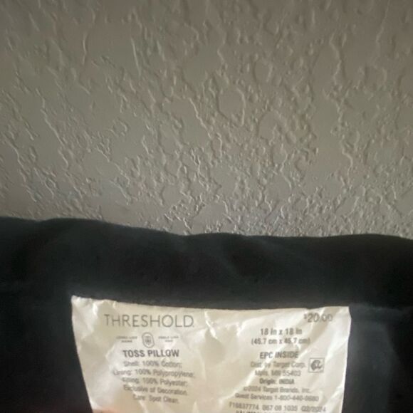 Threshold Black Velvet Decorative Pillow Sequin Beaded Skull Halloween Decor 18” - Picture 5 of 5